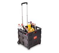 4 Carretillas de Las Compras del cajón, se extienden hasta 35 kg, Plegable, Color: Negro