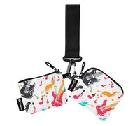 4 carteras de muñeca dobles para mujer, diseño retro musical rock blanco, monedero con correa de muñeca para trabajo, viajes, 2 paquetes, Varios colores, 4.13"(L) x 3.5"(W), Accesorio de viaje