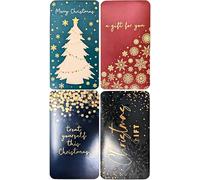 4 carteras tradicionales de Navidad con sobres, soportes para tarjetas de regalo de papel de aluminio de lujo, varios diseños festivos, detalles dorados y en relieve, ecológicas y reciclables, 16 x 9