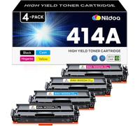 4 cartuchos de tóner 414A con chip de repuesto para impresora HP 414A W2020A W2021A W2022A W2023A Color Enterprise M455dn MFP M480f; Color Pro M454dn MFP M479fdw, negro, cian, amarillo, magenta