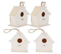 4 casas de pájaros de madera, caja colgante para pájaros, decoración de casa de pájaros, para niños, manualidades, creación y decoración