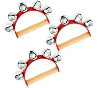 4 cascabeles navideños rojos con forma de trineo, instrumento musical dorado mango madera for San Valentín Para Fiesta Clase
