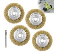 4 cepillos de alambre de repuesto RAC814 compatibles con Ryobi RY18PCA-0 y OPC1800 limpiador de patio para pavimento de bloques, malezas y musgo, cepillo de metal de 115 mm