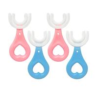 4 cepillos de dientes en forma de U para niños con cerdas de silicona, cabezal de cepillo de silicona de grado alimenticio, masa las encías y proporciona una limpieza completa manual (2-6 años)