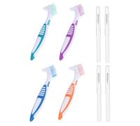 4 Cepillos De Limpieza Para Dentaduras Postizas Y 4 Cepillos Interdentales, Herramientas De Limpieza Para Aparatos Ortopédicos, Accesorios Para Dentaduras Postizas