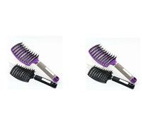 4 cepillos de pelo de cerdas de nailon para desenredar el cuero cabelludo, masaje curvo ventilado para todo tipo, diseño suave, mango de goma, uso diario