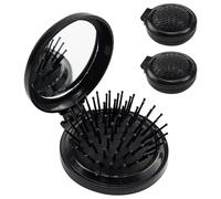 4 cepillos de pelo plegables con espejo de viaje, redondos, portátiles, plegables, de bolsillo, mini peine de pelo, peine de masaje para el cabello de tamaño de viaje, peine de masaje para hombres y
