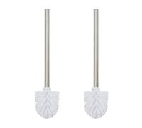 4 cepillos Inodoro, Cepillo WC, Recambio, Cabezal Desmontable, Acero Inoxidable, HxD 35 x 8 cm, Blanco, en Set