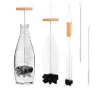 4 cepillos para botellas Sodastream largo, 33 cm, cepillo limpiador de botellas con cepillo de limpieza, cepillo de cristal sin arañazos, esponja, cepillo de limpieza para jarra de cristal, botellas