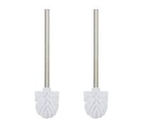 4 cepillos Inodoro, Cepillo WC, Recambio, Cabezal Desmontable, Acero Inoxidable, HxD 35 x 8 cm, Blanco, en Set