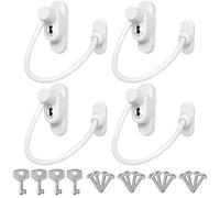4 cerraduras de ventana de seguridad para niños, cable de acero inoxidable de 7, 9 pulgadas de largo con llave, restrictores de apertura para sala de estar, dormitorio, balcón