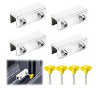 4 cerraduras de ventana deslizante, bloque de ventana deslizante con 4 llaves, cerradura de bahía deslizante ajustable, bloqueo de puerta deslizante, para puertas y ventanas correderas (60 mm)