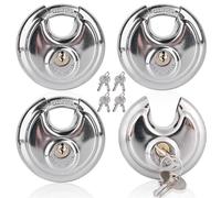 4 cerraduras redondas de 9,5 mm de grosor de planchado, candado con llave, 70 mm, acero inoxidable, resistente a la intemperie, inoxidable