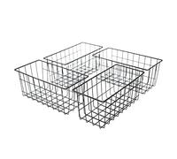 4 cestas de almacenamiento de metal negras decorativas de pared, cesta de alambre para baño y cocina, pasillo, dormitorio, para cartas, monederos, gafas de sol, cesta de ducha, sin agujeros, estante