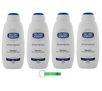 4 champú Neutro Roberts - Champú neutro para todo tipo de cabello - Ingredientes de origen natural 450 ml + ingredientes de origen natural + llavero Beni Culinari gratis