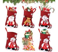 4 Christmas Fireplace Stockings 23cm Calcetín de Navidad Gift Bags Socks Decoration with Santa Claus Snowman Reindeer Sack Hanging and Filling Christmas Decoration for Home for Fireplace Stairs Tree