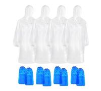 4 Chubasqueros, Adultos Poncho Lluvia Capucha, Poncho Impermeable Desechable, Hombre y Mujer, Transparente, con Capucha y Mangas Resistente a Lluvia Viene con 4 pares de fundas para zapatos