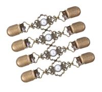 4 cierres de suéter de perlas con diseño hueco para mujer, clip de chal de aleación, elegante clip para mujer, One Size, como se describe