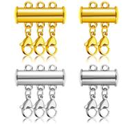 4 cierres magnéticos para collares en capas, cierres dobles y triples para collares, conectores para joyería artesanal (cierre de langosta)