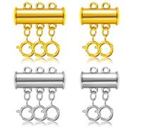 4 cierres magnéticos para collares en capas, cierres dobles y triples para collares, conectores para manualidades de joyería (cierre de resorte)