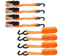 4 Cinchas De Amarre, 800 kg Correas Tensoras de Trinquete,25 mm x 5 m Eslingas de Carga con Ganchos en S, Correa Tensora para Asegurar la Carga