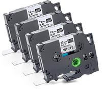 4 cintas de escritura compatibles con Brother P-touch Bandas 12 mm TZ231 TZ-231 TZE231 TZE-231 P-Touch 1010 1000 s d400 h100lb 900 PTOUCH cinta de rotulación cinta de color 12 mm negro sobre blanco