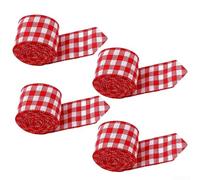 4 cintas de Navidad de poliéster con correas a rayas para envolver y manualidades navideñas, diseñadas para su uso en decoraciones de fiesta (A)