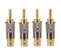 4 Clavijas Banana de 8,7 Mm, Conector Tipo Banana Chapado en Oro de 24 Quilates, Tornillos Dobles, Conector de Audio Tipo Banana de Bloqueo para Altavoces, Amplificadores, Receptores a / V, Amplificad