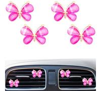 4 clips de ambientadores de ventilación de mariposa para decoración interior de coche, accesorios de coche para mujeres y niñas (morado)