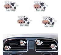 4 clips de ventilación con estampado de vaca, bonitos ambientadores de vaca, clips de ventilación para interior de coche, accesorios divertidos para decoración de automóviles para mujeres y hombres