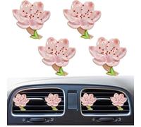 4 clips de ventilación de aire acondicionado para automóvil, clips de ventilación de flores, accesorios de coche rosa, estética interior para mujer, decoración de ventilación de aire acondicionado