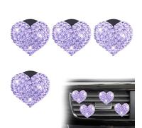 4 clips de ventilación de aire con forma de corazón brillante para coche, clip fresco para aire acondicionado de coche, clips de ventilación de corazón para accesorios universales de decoración de