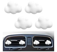 4 clips de ventilación de aire en forma de nube, bonitos ambientadores y decoración, divertidos clips de ventilación para difusor de coche para mujer (blanco)