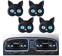 4 clips de ventilación de ambientador de coche de gato, difusor de perfume decorativo para salida de aire acondicionado de coche, bonito accesorio de decoración interior de automóvil para mujeres