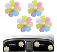 4 clips de ventilación de coche coloridos amarillo rosa linda flor auto salida de aire acondicionado encanto accesorios decoración interior del coche