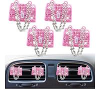 4 clips de ventilación de coche con cristales brillantes, salida de aire acondicionado para automóvil, difusor de ambientador, accesorio de decoración interior de coche para mujer (rosa)