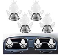 4 clips de ventilación de coche con diamantes de imitación, diseño de corona del tesoro, piedra del tesoro, ángel, salida de aire acondicionado para automóvil, difusor de ambientador, accesorio de