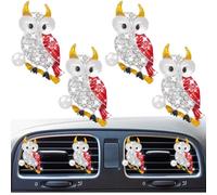 4 clips de ventilación de coche con diseño de búho con perlas brillantes, salida de aire acondicionado para automóvil, difusor de ambientador, accesorio de decoración interior de automóvil para mujer