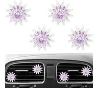 4 clips de ventilación de coche con diseño de flor de sol brillante, clip de aire acondicionado para automóvil, decoración interior para mujeres y hombres (morado)
