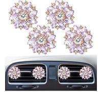 4 clips de ventilación de coche con diseño de flores de cristal, salida de aire acondicionado de diamantes de imitación, difusor de ambientador, accesorio de decoración interior de coche para mujer