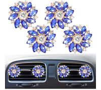 4 clips de ventilación de coche con diseño de flores de cristal, salida de aire acondicionado de diamantes de imitación, difusor de ambientador, accesorio de decoración interior de automóvil para