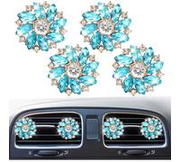 4 clips de ventilación de coche con diseño de flores de cristal, salida de aire acondicionado de diamantes de imitación, difusor de ambientador, accesorio de decoración interior de automóvil para