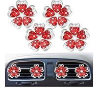 4 clips de ventilación de coche con diseño de margaritas brillantes, salida de aire acondicionado para automóvil, difusor de ambientador, accesorio de decoración interior de automóvil para mujer (rojo