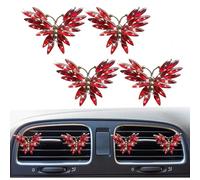 4 clips de ventilación de coche con diseño de mariposa de cristal brillante, clip de salida de aire acondicionado de diamantes de imitación, dije difusor de ambientador, bonito accesorio de decoración