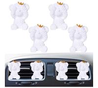 4 clips de ventilación de coche con diseño de oso de corona, clip de salida de aire acondicionado automático, dije difusor de ambientador, bonito accesorio de decoración interior del coche para
