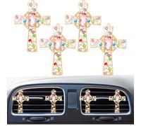 4 clips de ventilación de coche con piedras preciosas brillantes, salida de aire acondicionado para automóvil, difusor de ambientador, accesorio de decoración interior de coche para mujer
