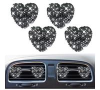 4 clips de ventilación de coche en forma de corazón con cristales brillantes, salida de aire acondicionado para automóvil, difusor de ambientador, accesorio de decoración interior de coche para mujer