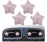 4 clips de ventilación de coche estilo estrella de cristal - Decoración de automóvil con cuarzo natural, bonita decoración interior de coche para mujer (rosa)