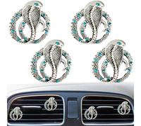 4 clips de ventilación para ambientador de automóvil, clips de ventilación de aleación de diamantes de imitación, accesorios de coche, decoración interior de automóvil, insignias adaptadas para