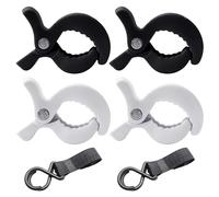 4 Clips para Cochecito de Bebé y 2 Ganchos - Pinzas de Cocodrilo para Juguetes, Toallas y Playa - Plástico a Prueba de Viento